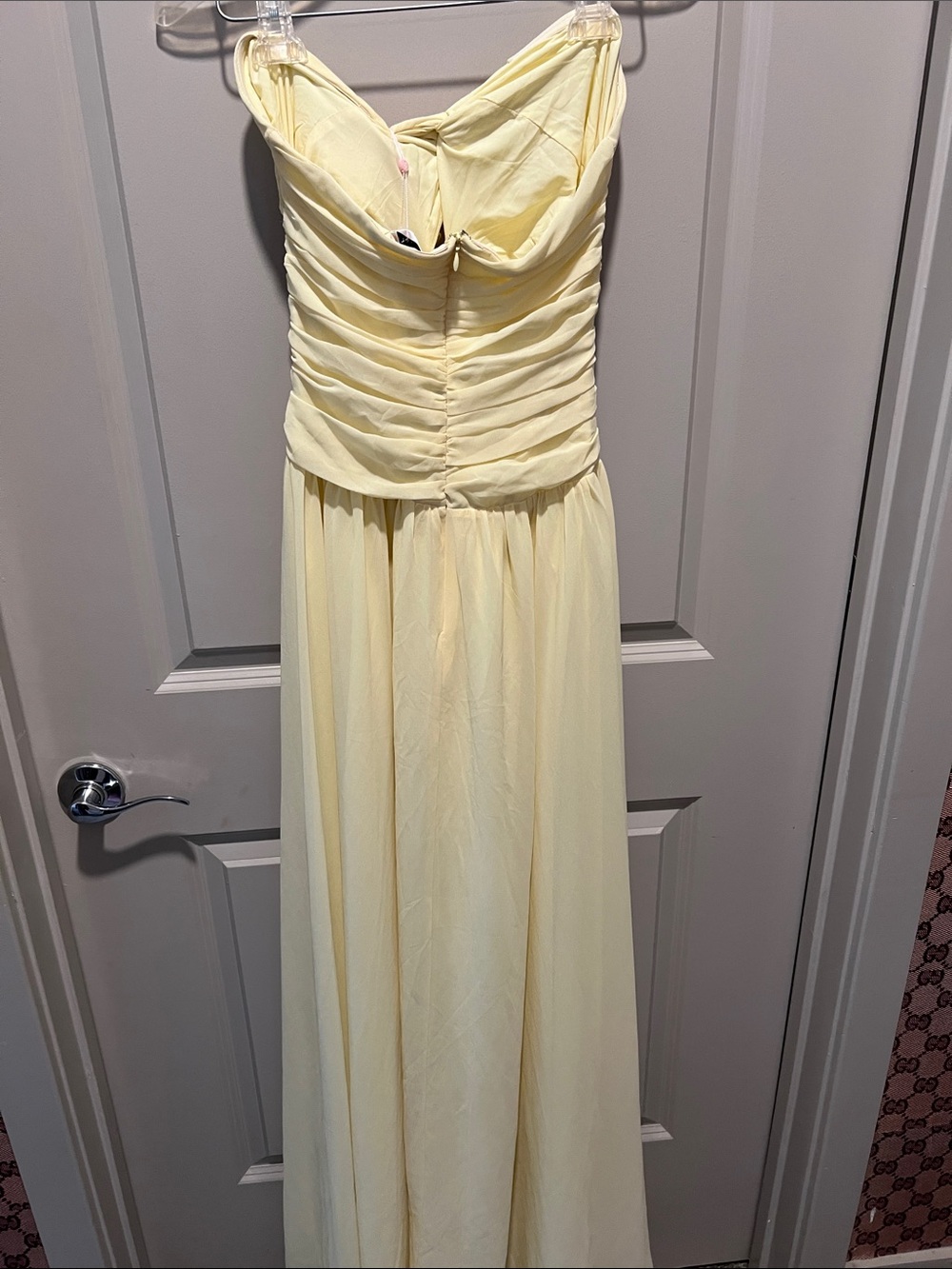 Hello Molly Pale Yellow Chiffon Maxi Dress with Removable Brooch|Romantic - Picture 7 of 10